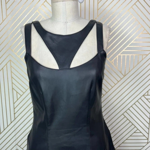 Jay Godfrey Stewart Vegan Leather Cutout Mini Dress Black Size 6‎ - Picture 2 of 11